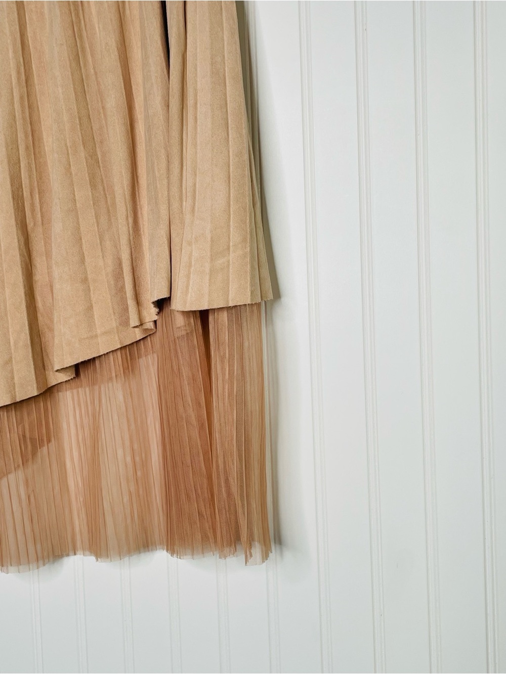 Zara Basic Faux Suede Chiffon Pleated Skirt - Picture 4 of 8